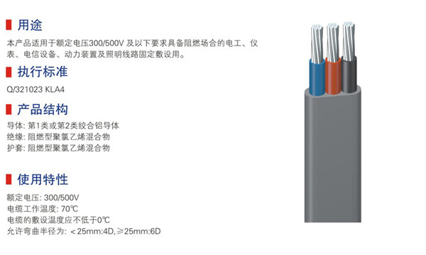 450-750v及以下聚氯乙烯绝缘耐火电线